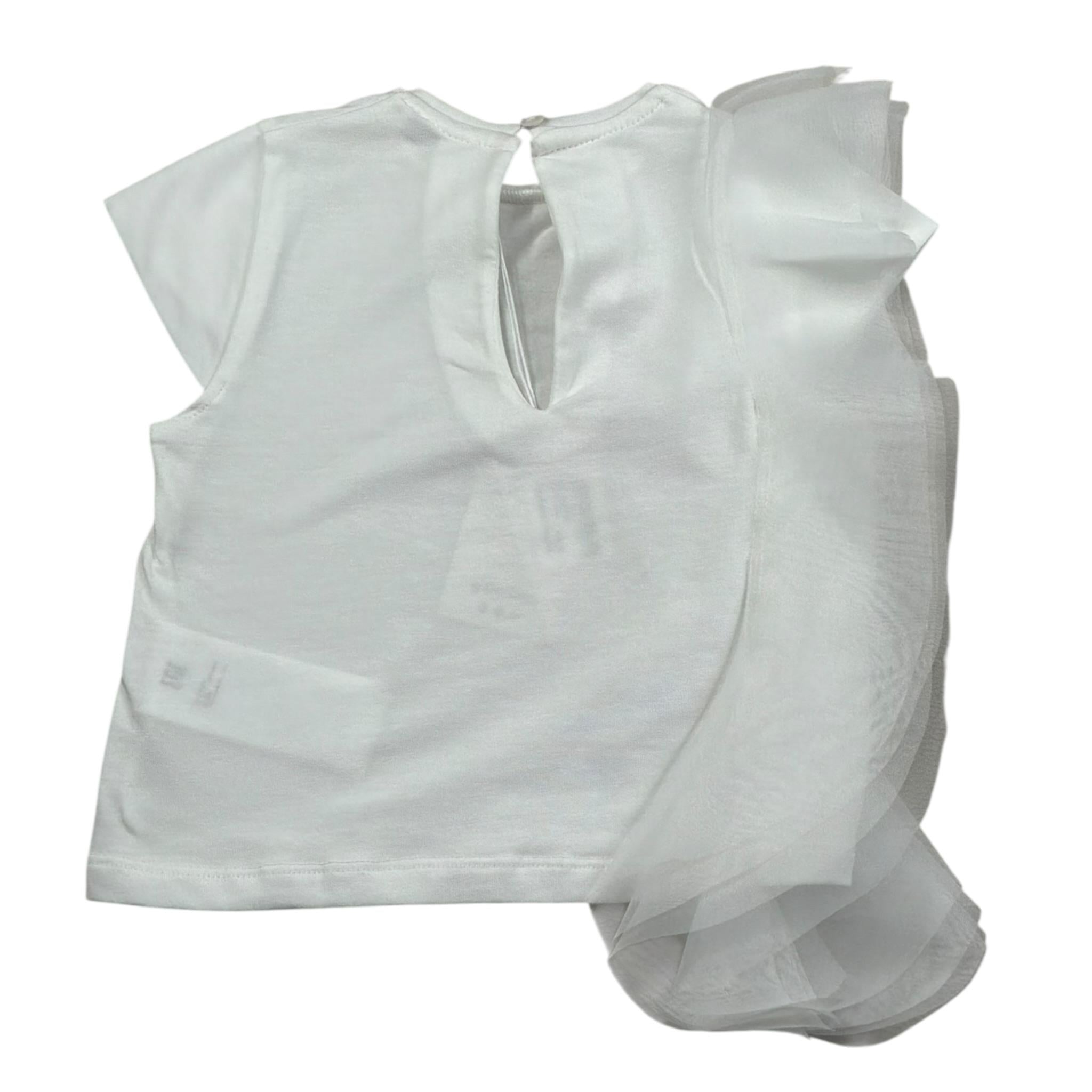 M+E' T-Shirt Girocollo Tinta Unita con Tulle per Bambina UE1768X BIANCO M+E' 