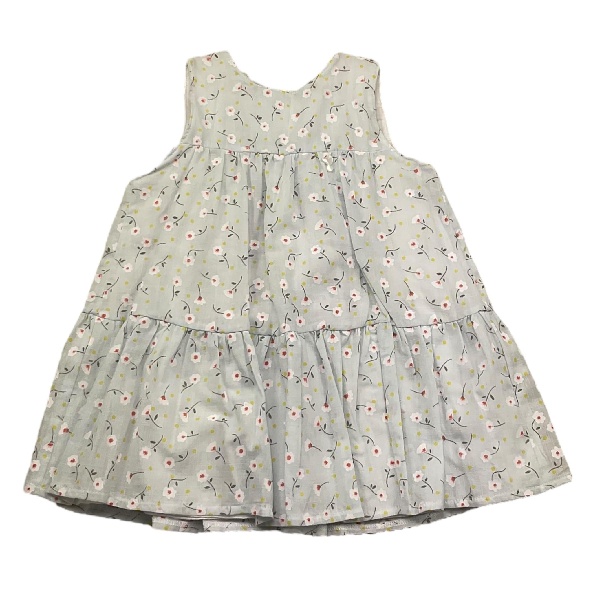 Lalalu' Abito Giromanica Tinta Unita con Stampa Floreale per Neonata VTL08G AZZURRO LALALU' 