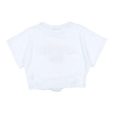 Aniye By Girl Einfarbiges Crop-Top mit Rundhalsausschnitt und Print, weißes T-Shirt für Mädchen