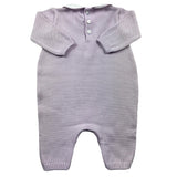 Little Bear Langarm-Strampelanzug, einfarbig, mit lila Stickerei für Babymädchen