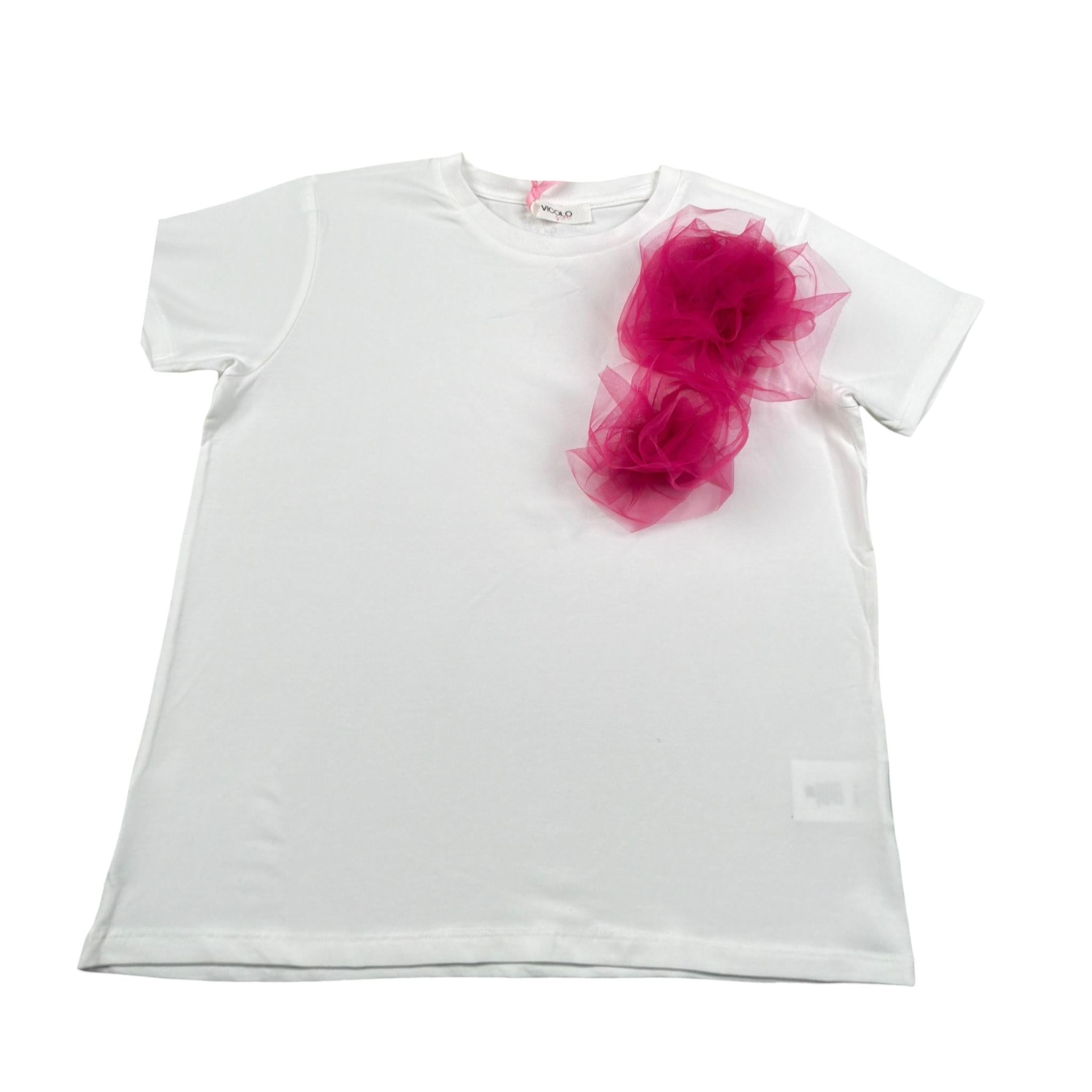 Vicolo T-Shirt Girocollo Tinta Unita con Applicazione per Bambina 3146M00265X BIANCO VICOLO 