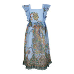 Etro Abito Tinta Unita con Fantasia per Bambina GW1B82X AZZURRO ETRO 