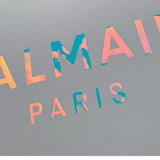 Balmain Maxi T-Shirt Girocollo Tinta Unita con Stampa per Bambina BS8A41 BIANCO BALMAIN 