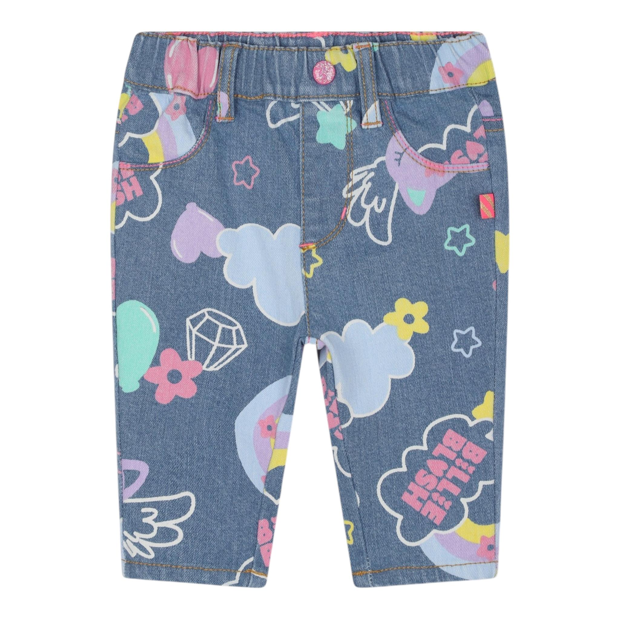 BillIEBLUSH jeans tinta unita con stampe in contrasto Azzurro per Neonata U20408 AZZURRO BillIEBLUSH 