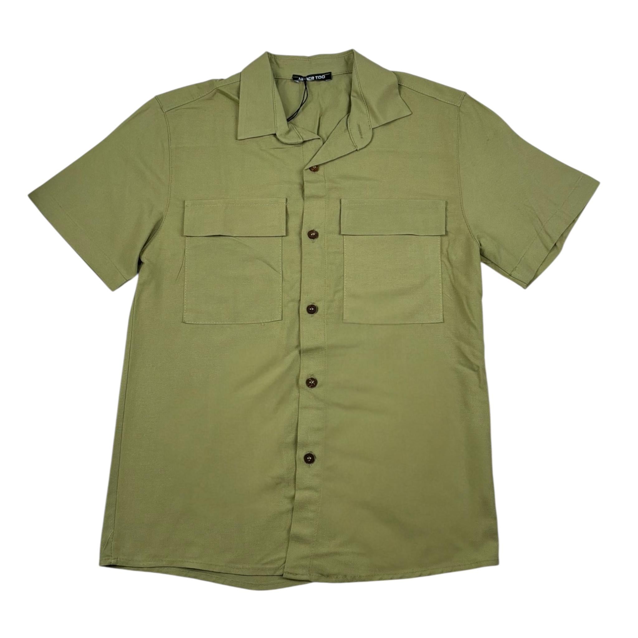 Never Too Camicia tinta unita Mezza Manica Verde per Bambino NT2273R VERDE NEVER TOO 