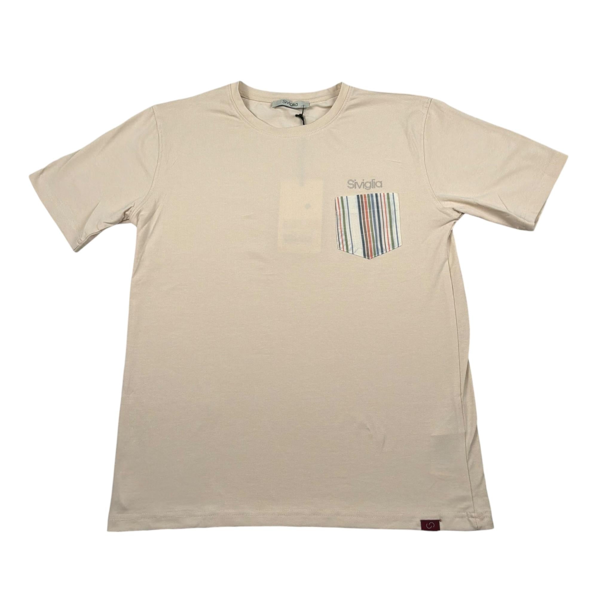 Siviglia T-Shirt Girocollo Tinta Unita con Taschino per Bambino SVJTS17214 PANNA SIVIGLIA 