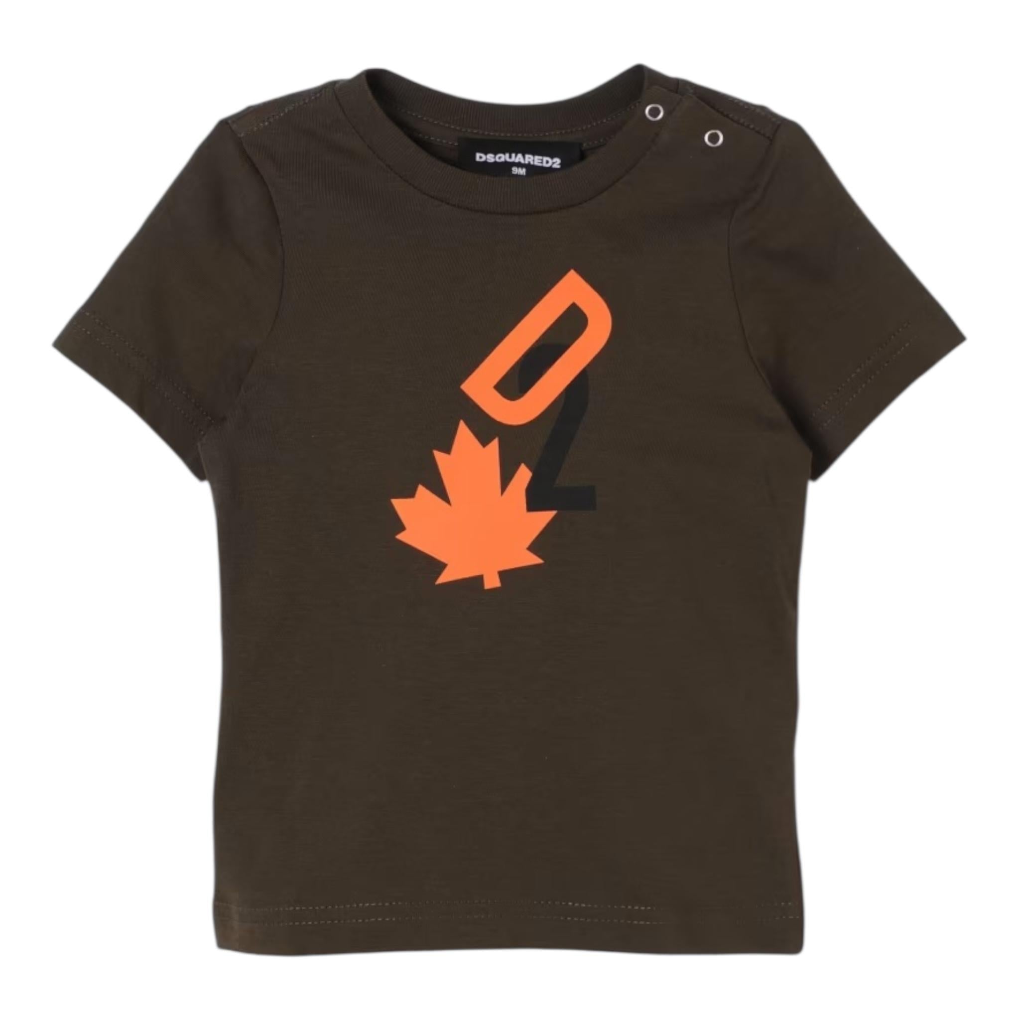 DSQUARED2 t-shirt girocollo tinta unita con logo Verde per Neonato DQ2508 VERDE DSQUARED2 