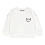 MOSCHINO felpa chiusa girocollo tinta unita con stampa in contrasto Panna per Neonato MXF03Q PANNA MOSCHINO 