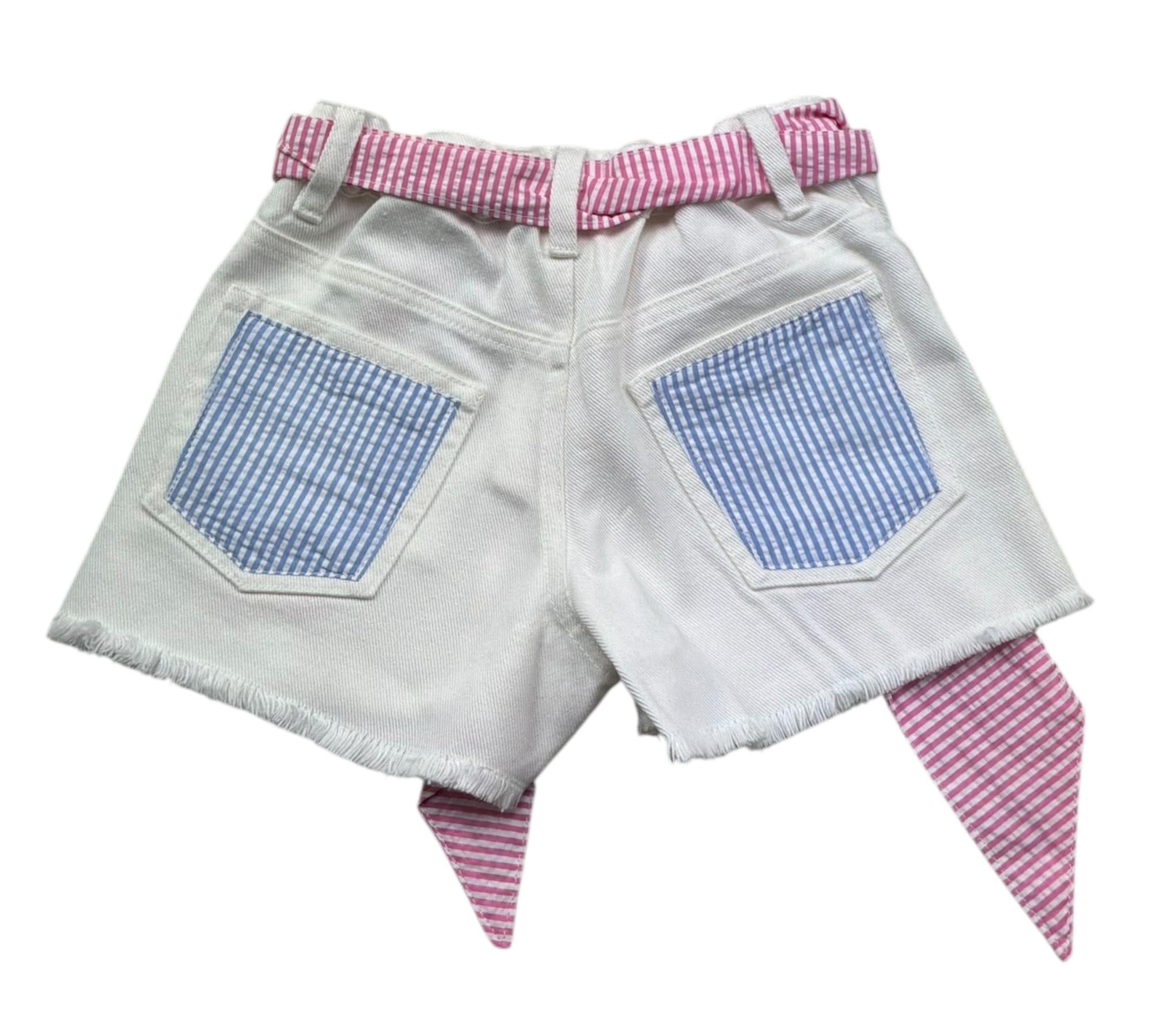 Saint Barth Short Tinta Unita con Cinturino per Bambina KIKOJR BIANCO SAINT BARTH 