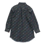 STELLA McCARTNEY abito in denim modello camicia tinta unita con stampa logo Blu per Bambina TV1D80 BLU STELLA McCARTNEY 