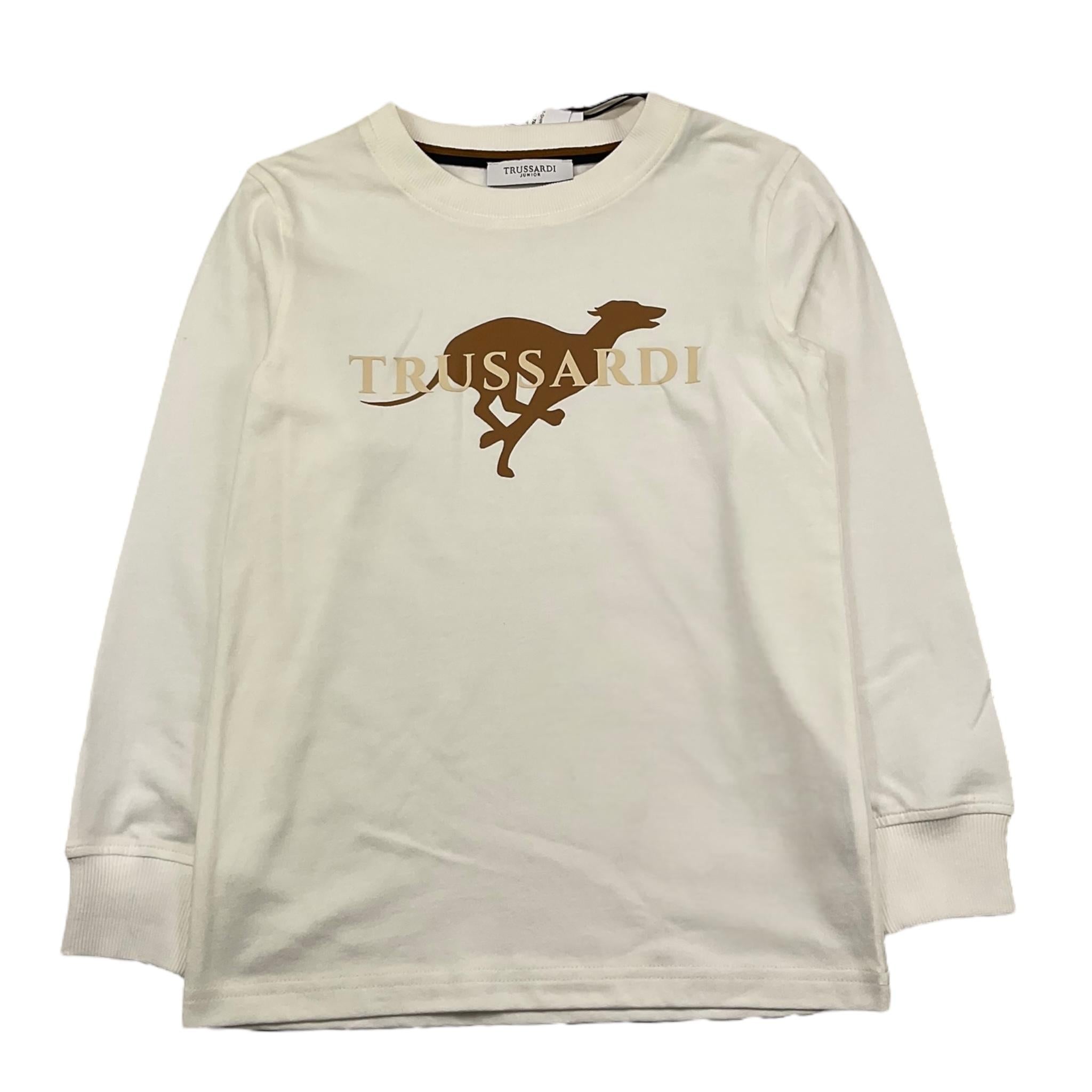 TRUSSARDI shirt girocollo tinta unita con stampa in contrasto Bianco per Bambino TBA25067TS BIANCO TRUSSARDI 