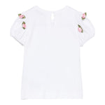 Monnalisa T-Shirt Girocollo Tinta Unita con Applicazioni per Neonata 31E604N BIANCO MONNALISA 