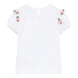 Monnalisa T-Shirt Girocollo Tinta Unita con Applicazioni per Neonata 31E604N BIANCO MONNALISA 