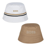 Boss Reversible Fisherman Hat Weiß/Beige für Kinder
