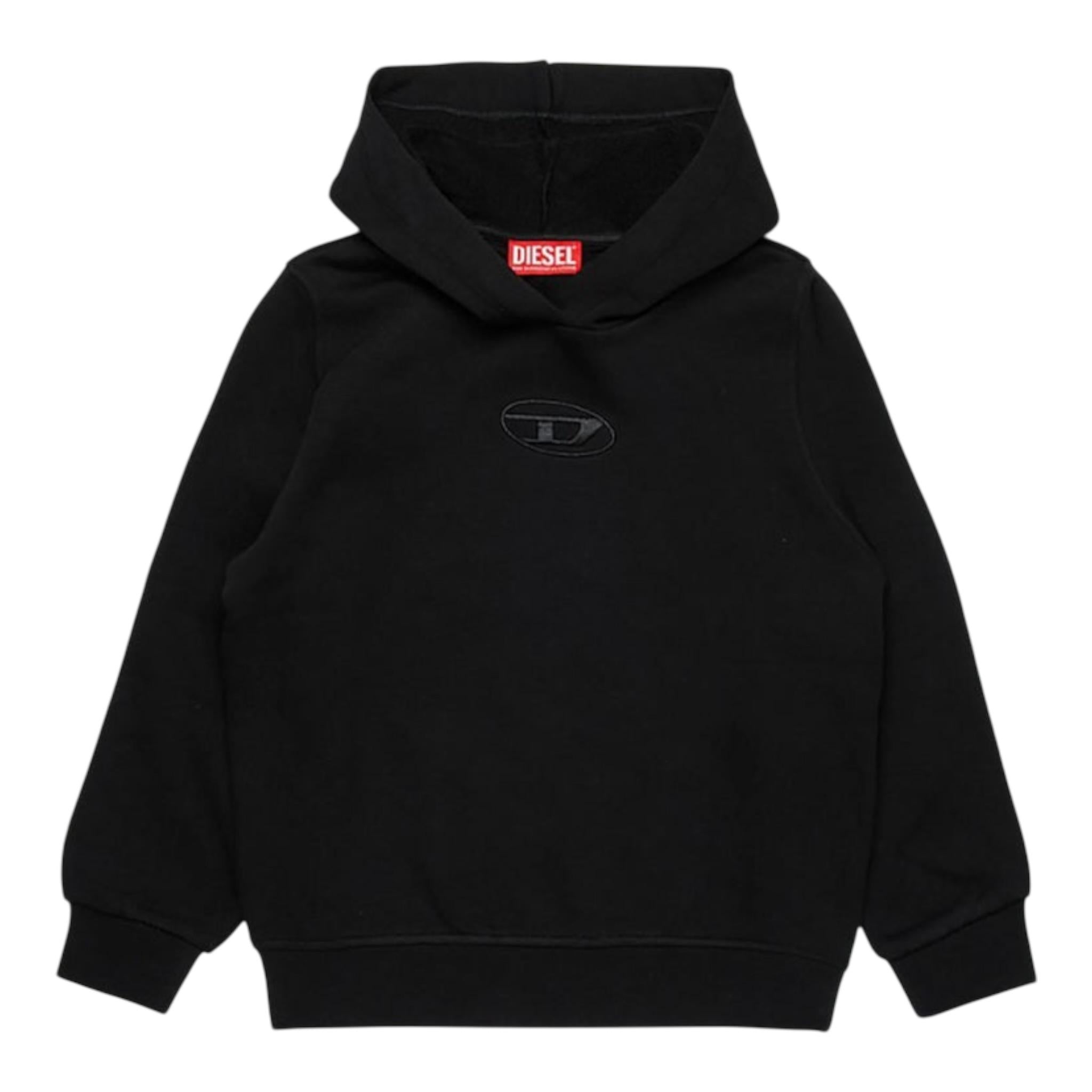 Diesel Felpa tinta unita con Cappuccio Nero per Bambina J02014 NERO DIESEL 