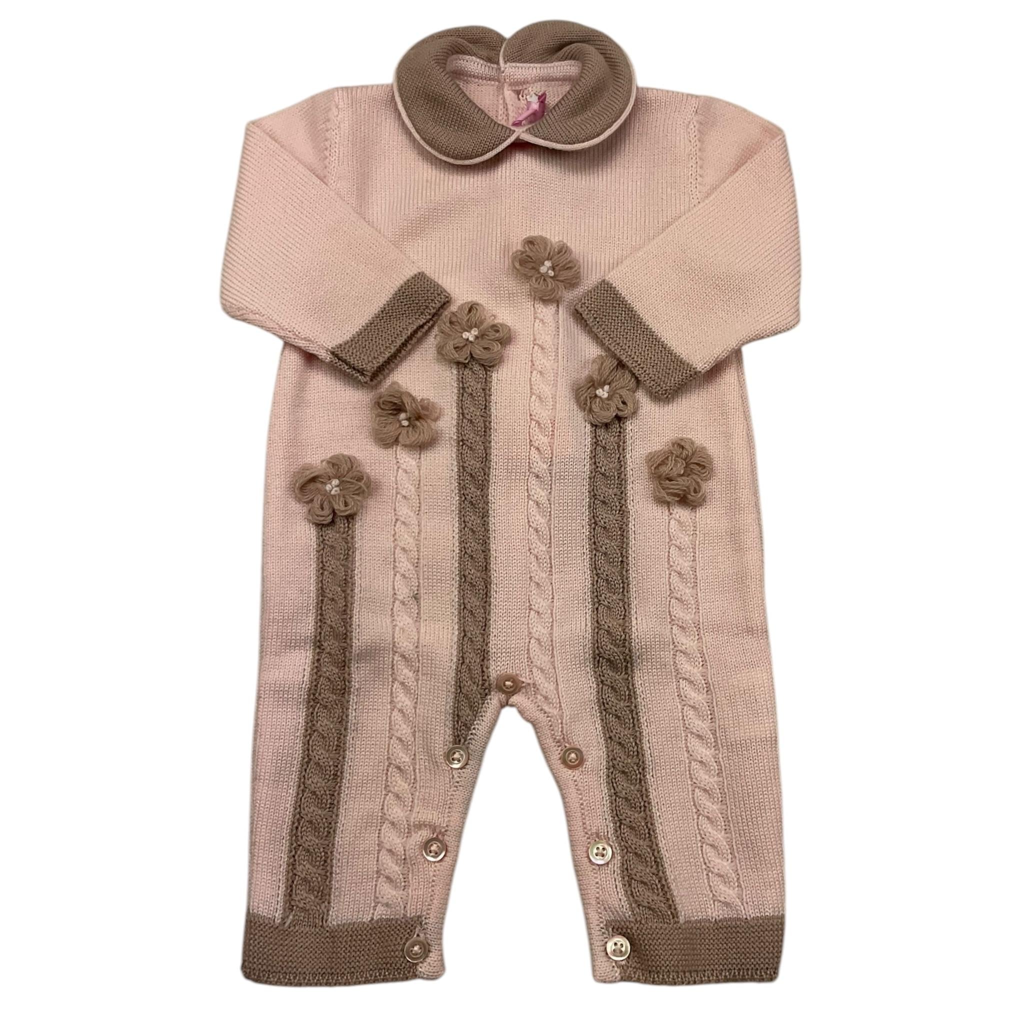 COLORI CHIARI tutina manica lunga tinta unita cn ricami in contrasto Rosa per Neonata FF167786 ROSA COLORI CHIARI 