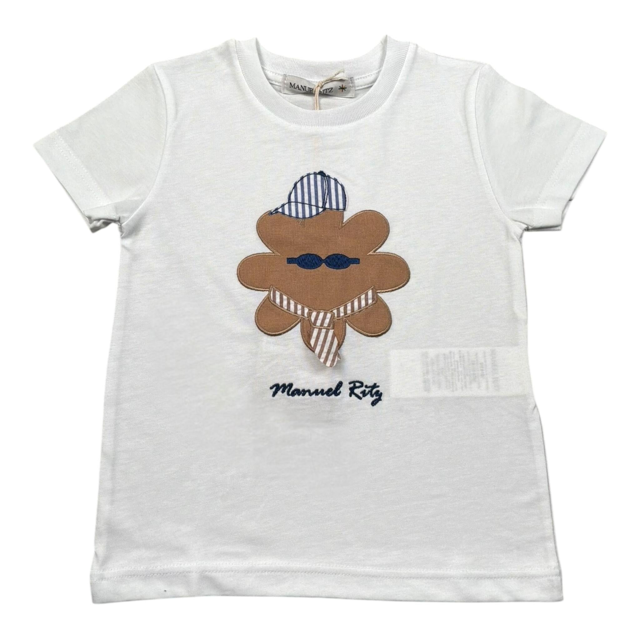 Manuel Ritz T-Shirt Girocollo Tinta Unita con Stampa per Neonato MR3107NX BIANCO MANUEL RITZ 
