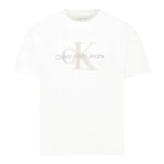 Calvin Klein T-Shirt Girocollo Tinta Unita con Stampa per Bambino IBO2359J01 BIANCO CALVIN KLEIN 