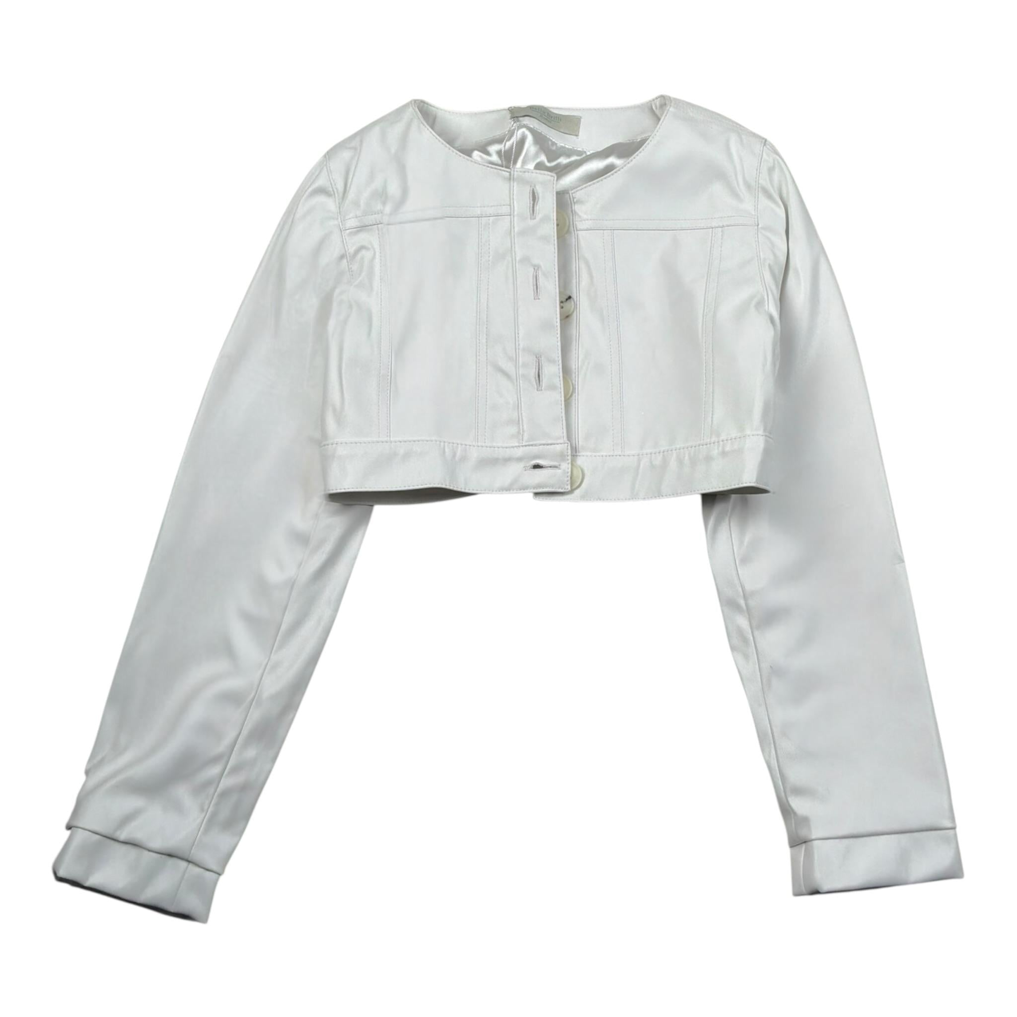 Bella Brilli Giubbino Modello Crop Tinta Unita In Ecopelle per Bambina FURUUR BIANCO BELLA BRILLI 
