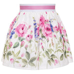 Monnalisa Gonna Tinta Unita Fantasia Floreale per Bambina GNMN BIANCO MONNALISA 