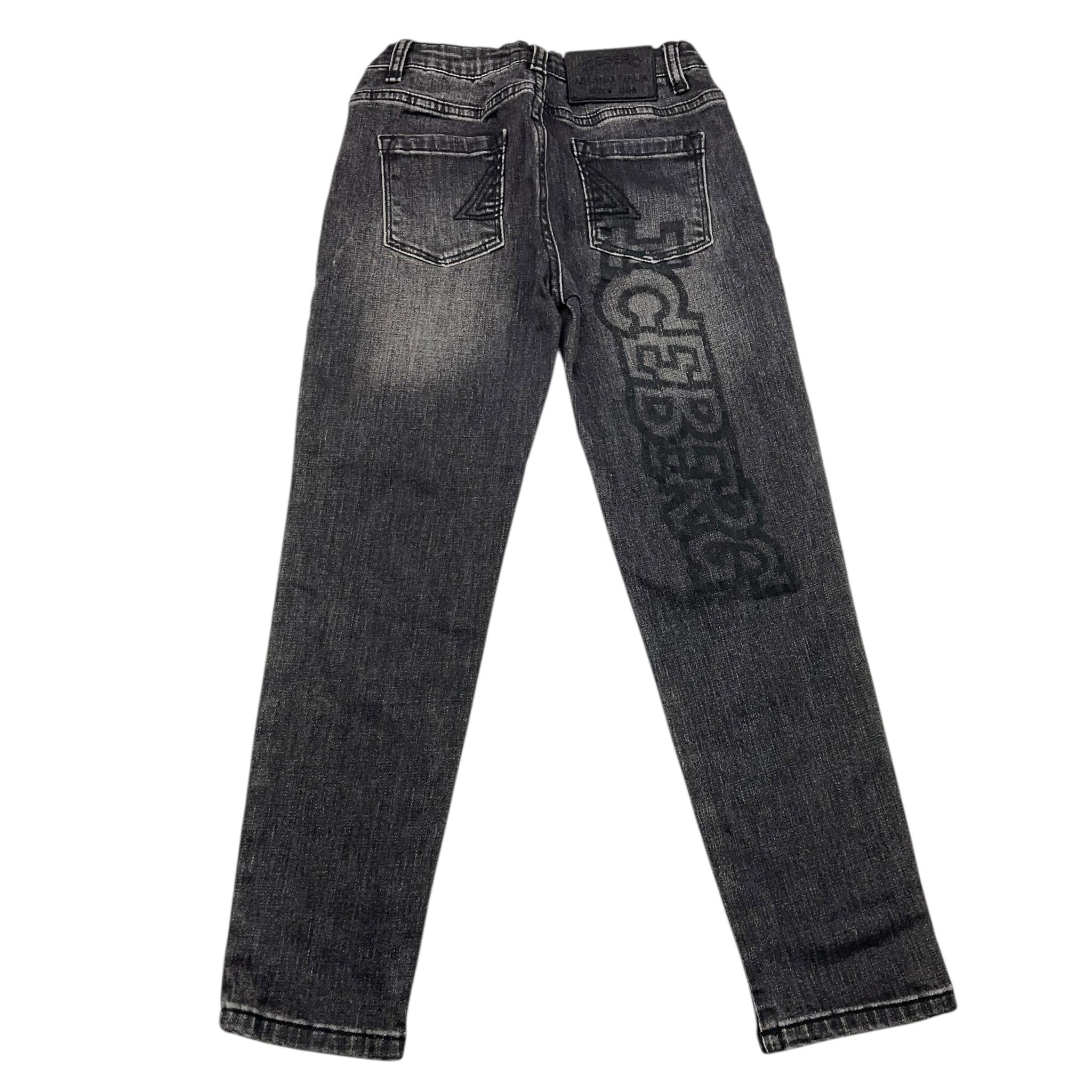 ICEBERG jeans tinta unita con logo e girovita regolabile Nero per Bambino PTICE5303B NERO ICEBERG 