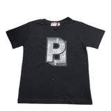 Cesare Paciotti Rundhals-T-Shirt einfarbig mit Print schwarz für Jungen