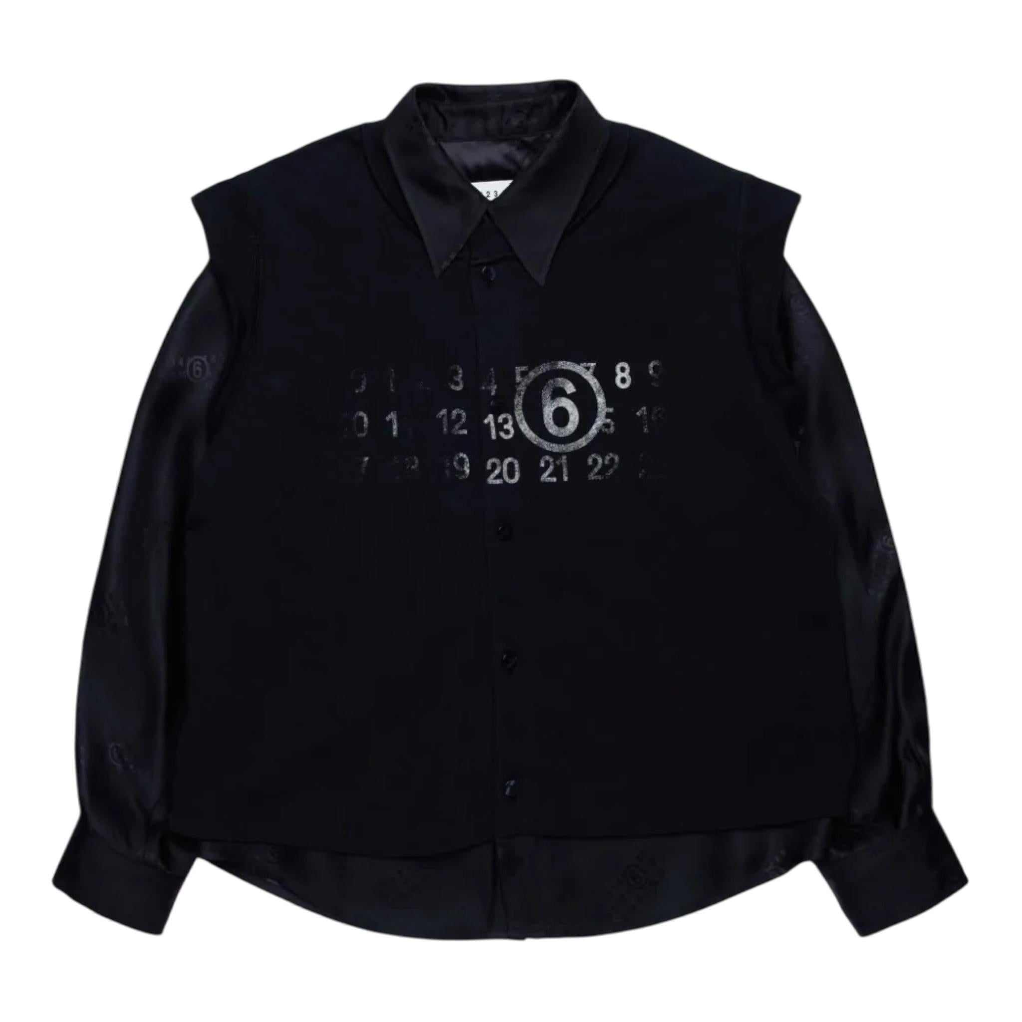MAISON MARGIELA camicia manica lunga tinta unita con logo Nero per Bambino M60657 NERO MAISON MARGIELA 