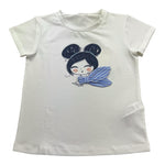 Liu Jo T-Shirt Tinta Unita Girocollo con Stampa per Bambina KA5039 BIANCO LIU JO 