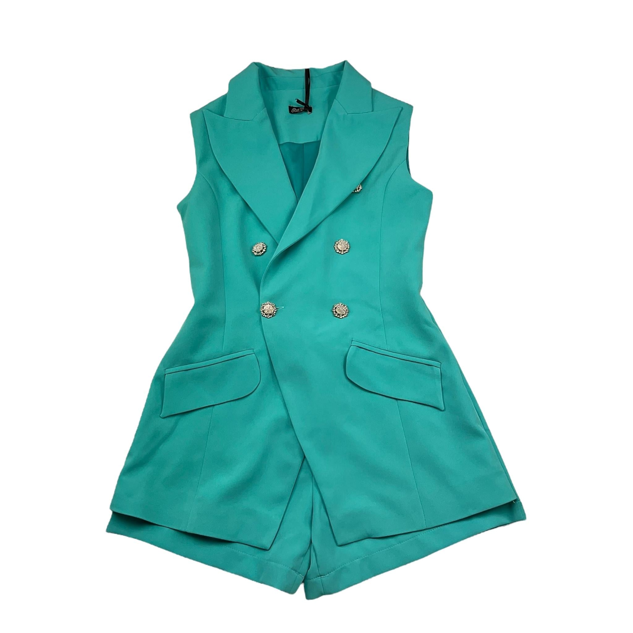 Petit Posh Tuta Giromanica Tinta Unita Doppiopetto per Bambina GFJS25040TU TIFFANY PETIT POSH 