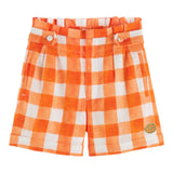 Scotch &amp; Soda – Orange karierte Shorts mit elastischer Taille für Mädchen