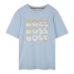Boss T-Shirt Girocollo Tinta Unita con Stampe per Bambino J52038 AZZURRO BOSS 
