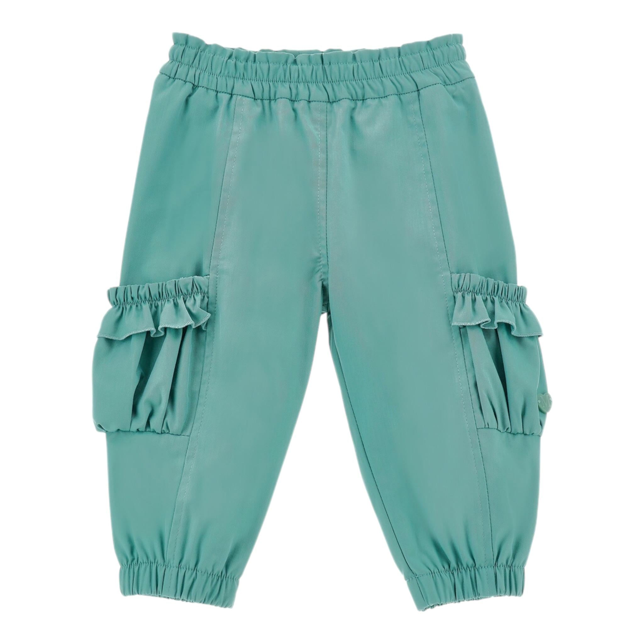 Monnalisa Pantalone Tinta Unita con Elastico In Vita per Bambina 37E402J VERDE MONNALISA 