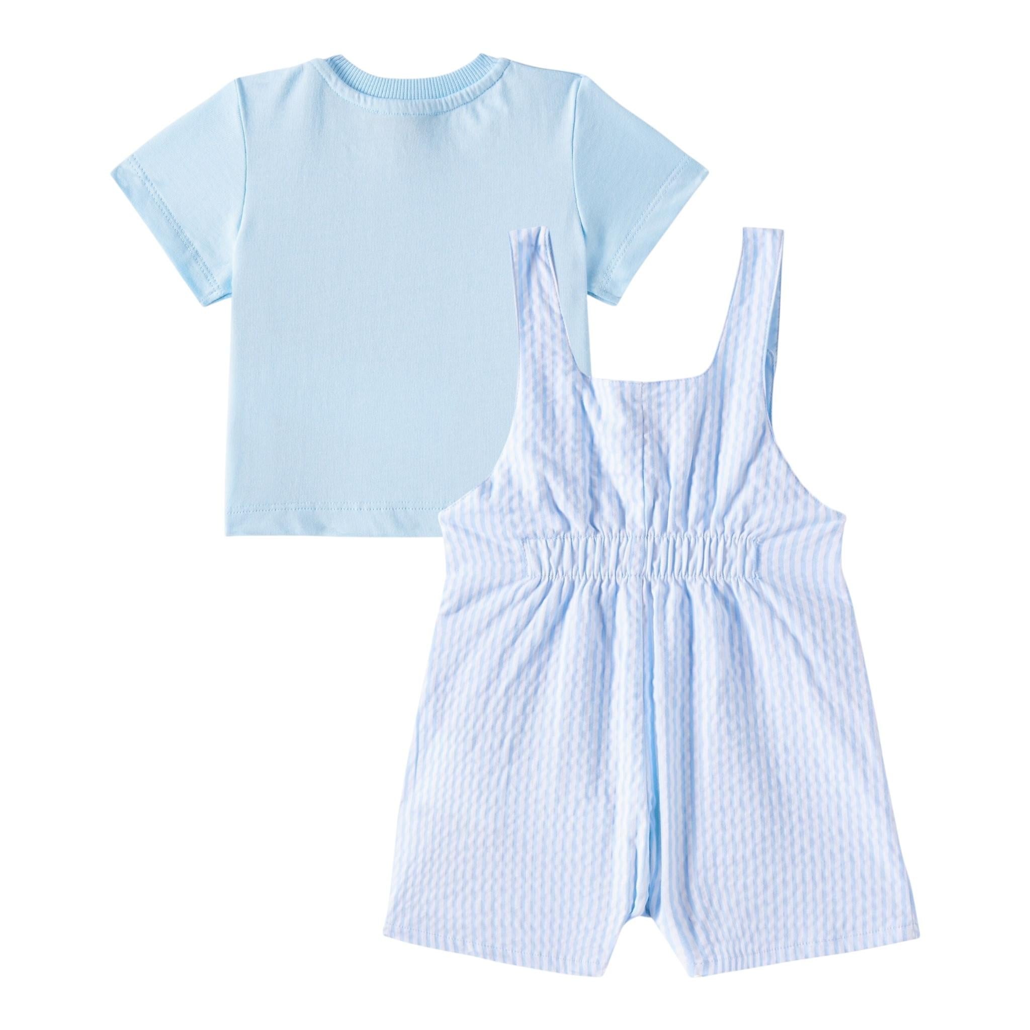 Moschino Completo 2 Pezzi T-Shirt-Salopette per Neonato MUG01I AZZURRO MOSCHINO 