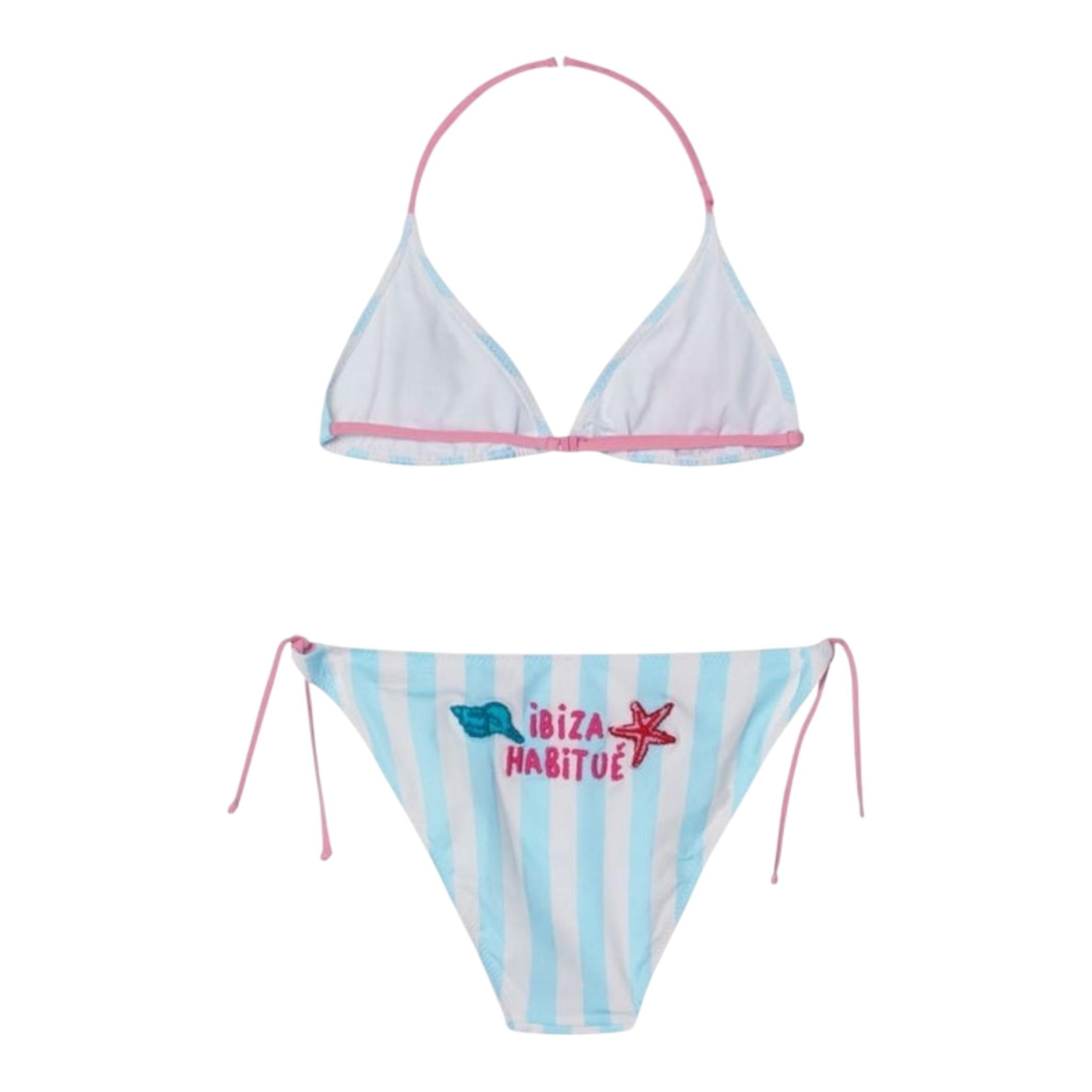 Saint Barth Costume 2 Pezzi Triangolo-Slip Tinta Unita Fantasia A Righe per Bambina HL0001 BIANCO/AZZURRO SAINT BARTH 
