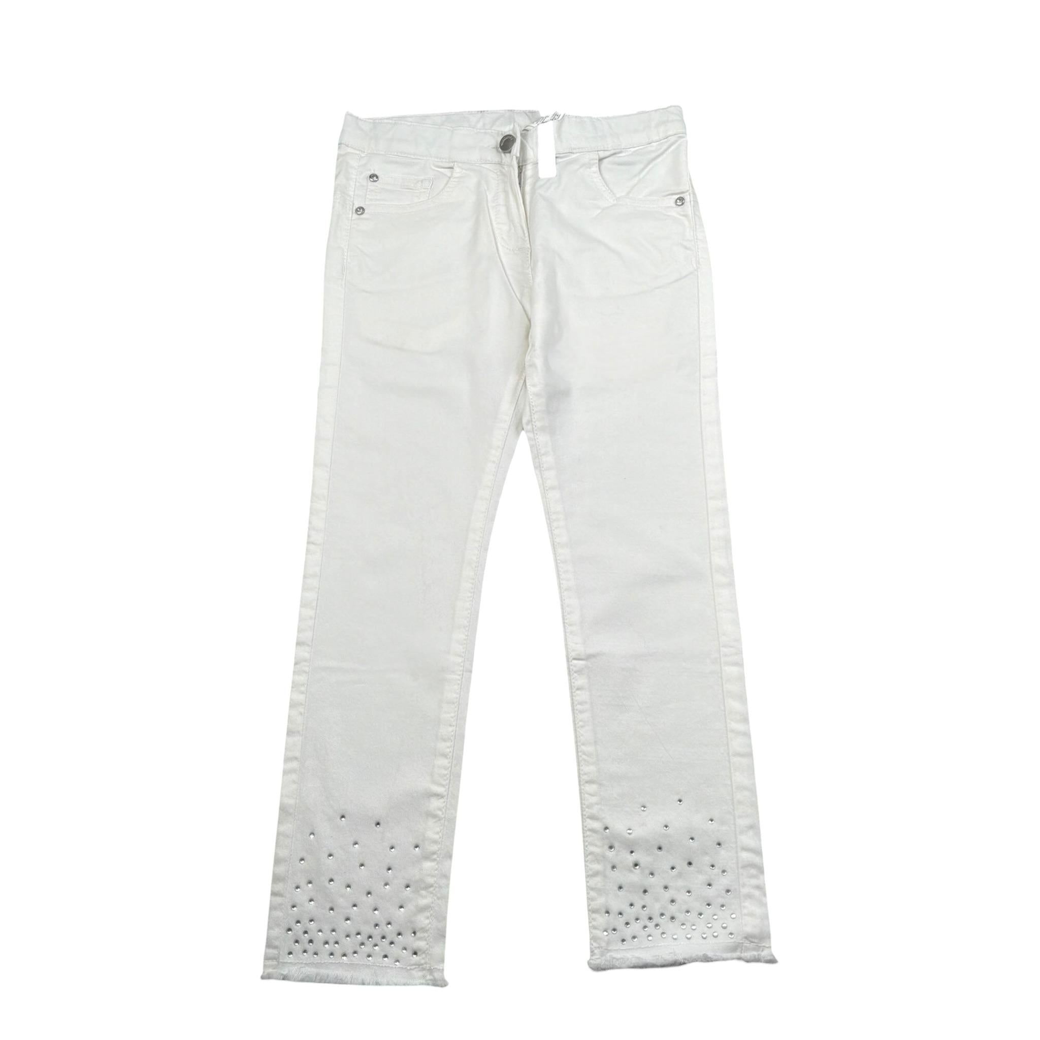 Sarabanda Pantalone Tinta Unita con Brillantini per Bambina 06257 BIANCO SARABANDA 
