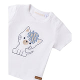 Mini Banda T-Shirt Tinta Unita Girocollo con Stampa per Neonato 3B609 BIANCO MINI BANDA 