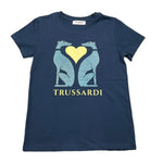 TRUSSARDI t-shirt girocollo tinta unita con stampa in contrasto Blu per Bambino TGA25023 BLU TRUSSARDI 