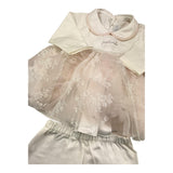 Minu‘ Complete 2-teiliges Shirt und Leggings, einfarbig mit weiß/rosa Tüll für Baby-Mädchen