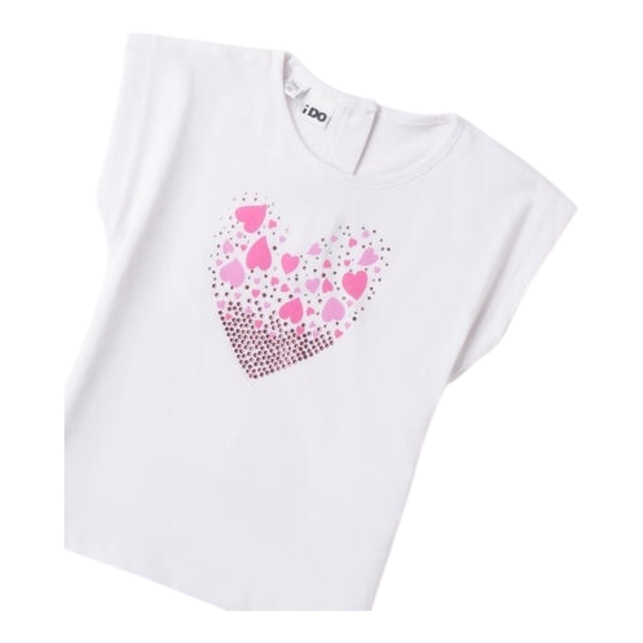 I Do T-Shirt Girocollo Tinta Unita con Stampa per Bambina 4B519 BIANCO I DO 