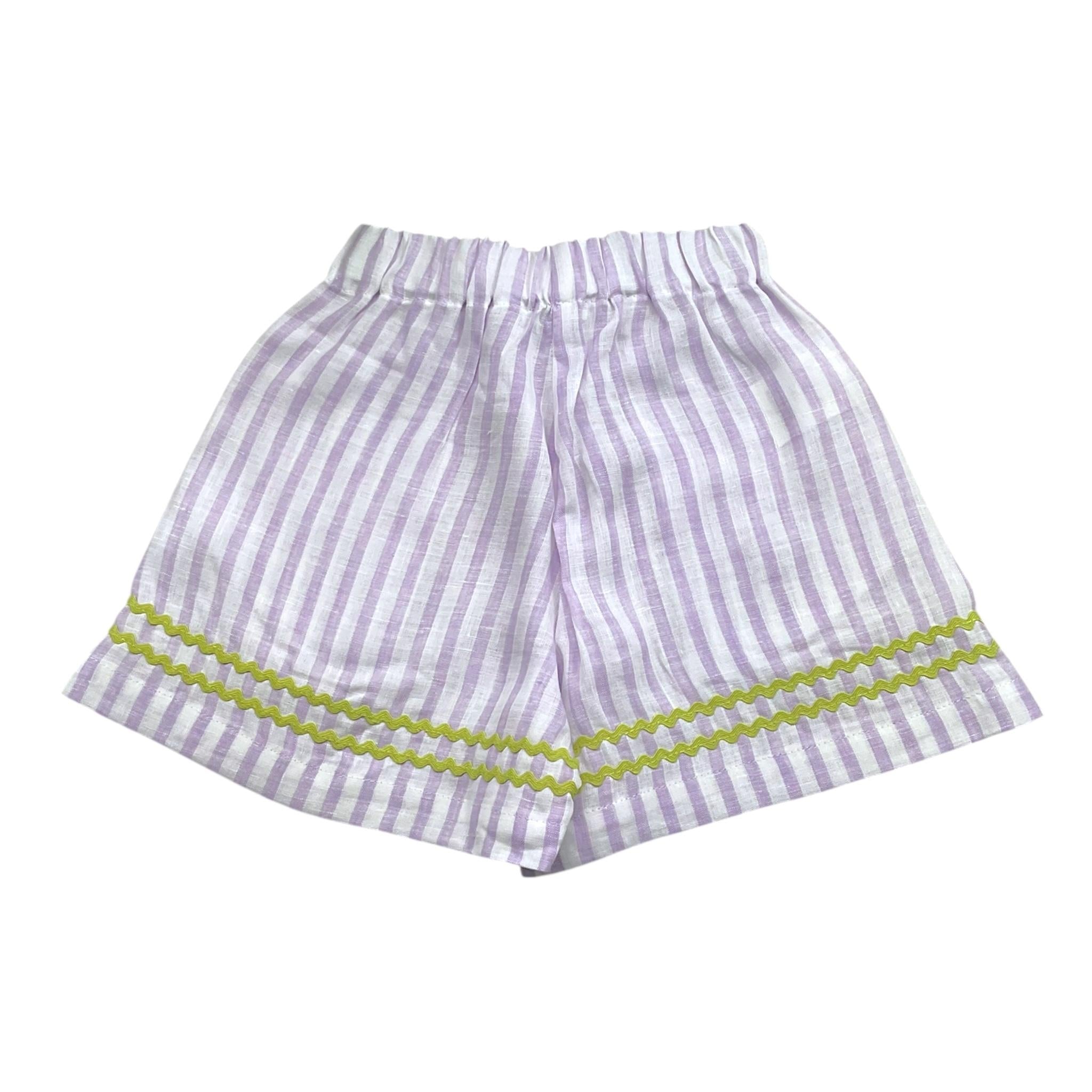 Ilfarobimbi Short Bicolore con Fantasia A Righe per Bambina IFB50374 BIANCO/LILLA ILFAROBIMBI 