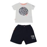 Suns 2-teiliges Set T-Shirt-Bermuda zweifarbig weiß/blau für Neugeborene