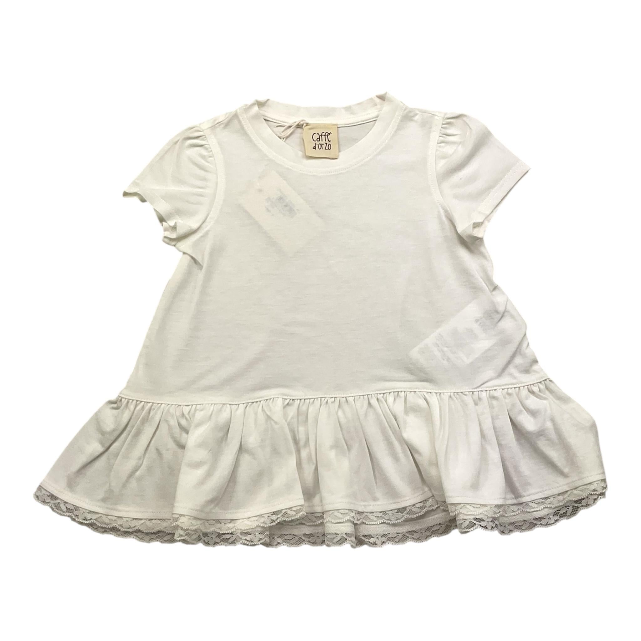 t-shirt girocollo tinta unita con ricami ZW8A31 PANNA CAFFE' D'ORZO 