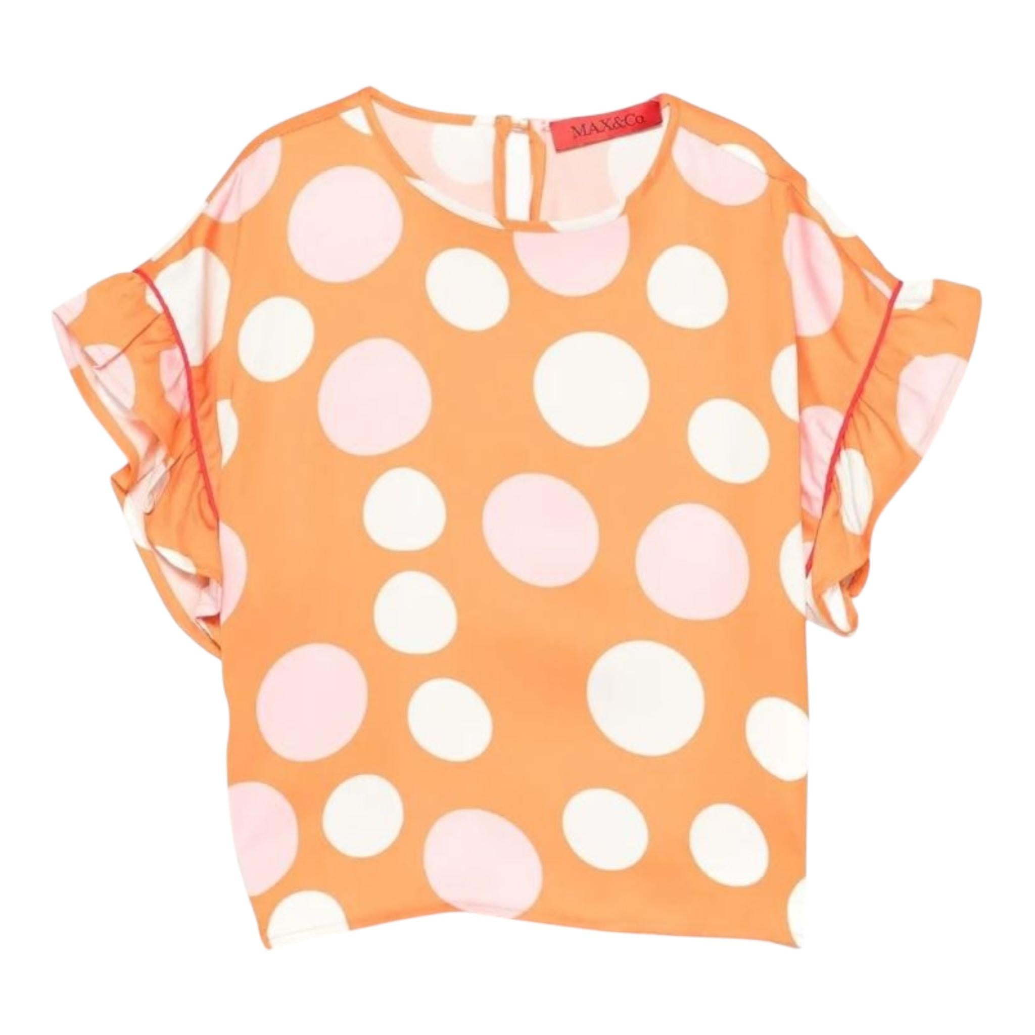 Max&Co. Blusa Tinta Unita con Fantasia Pon Pon per Bambina MX0129 ARANCIONE MAX&Co. 