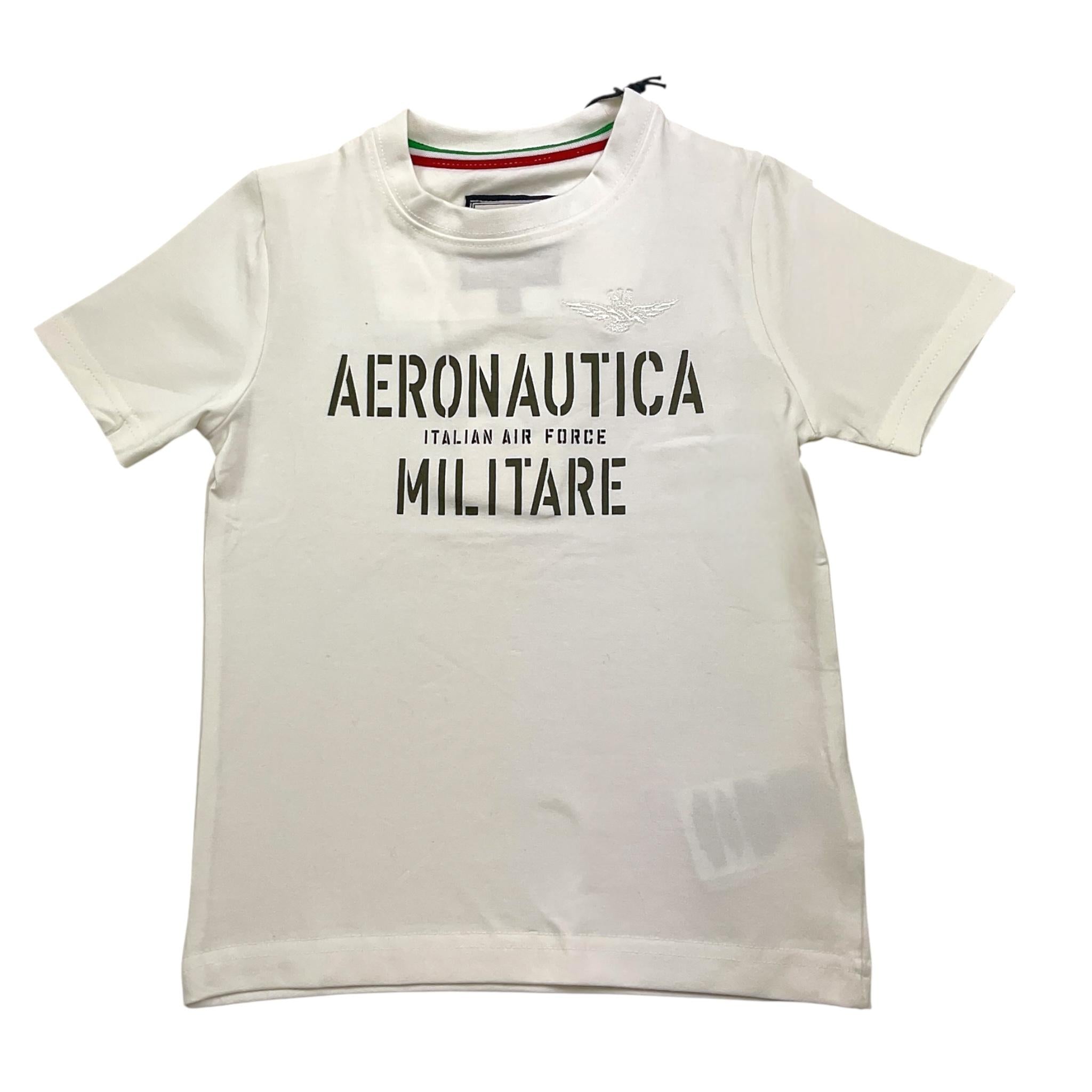 AERONAUTICA MILITARE t-shirt girocollo tinta unita con stampa Bianco per Neonato 242TS0001AJRJ6644N BIANCO AERONAUTICA MILITARE 