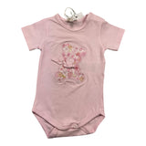 Nanan Body, einfarbig, halbe Ärmel, mit rosa Aufdruck für Baby-Mädchen