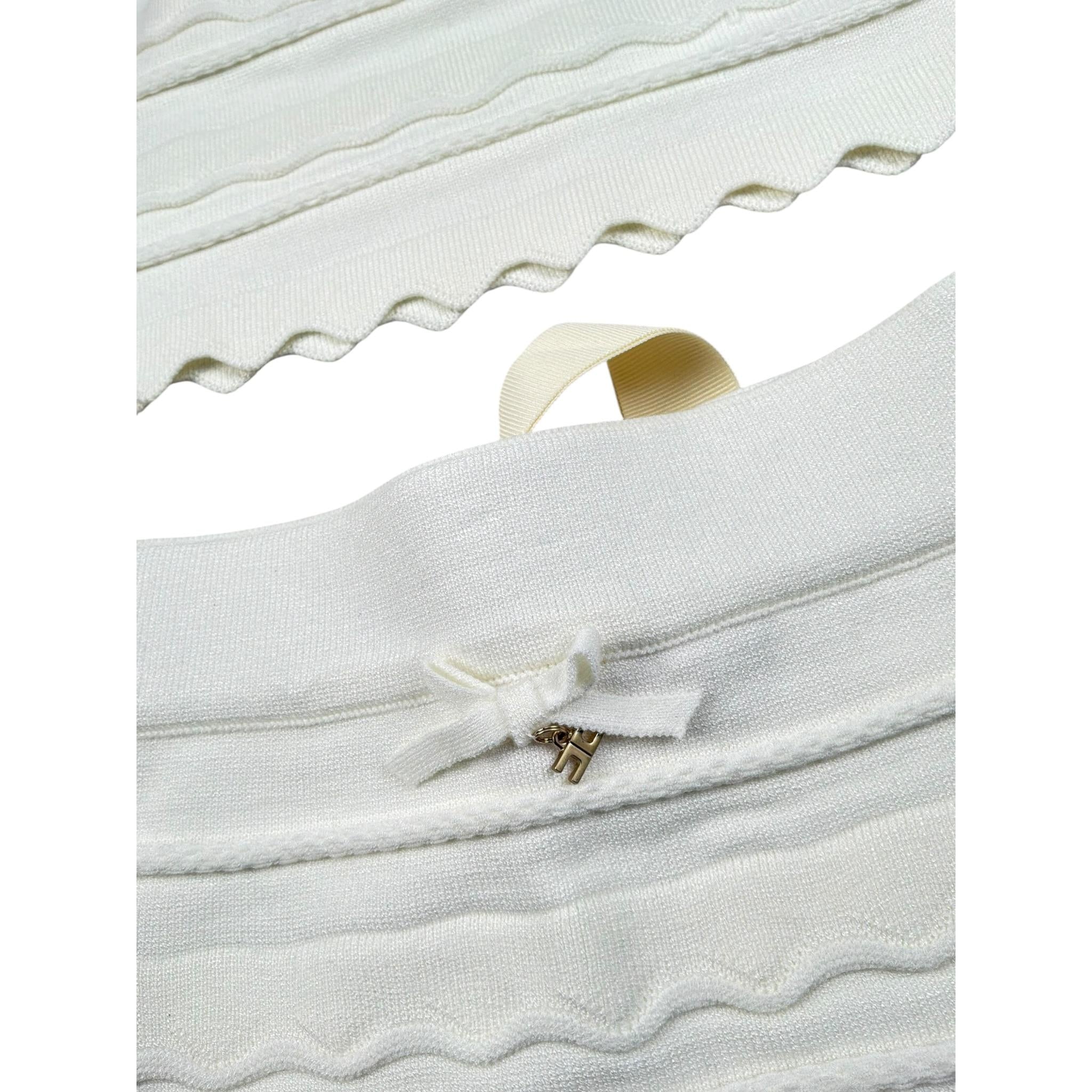 Elisabetta Franchi Completo 2 Pezzi Gonna Tinta Unita con Ricami-Top per Bambina EFCM015X BIANCO ELISABETTA FRANCHI 