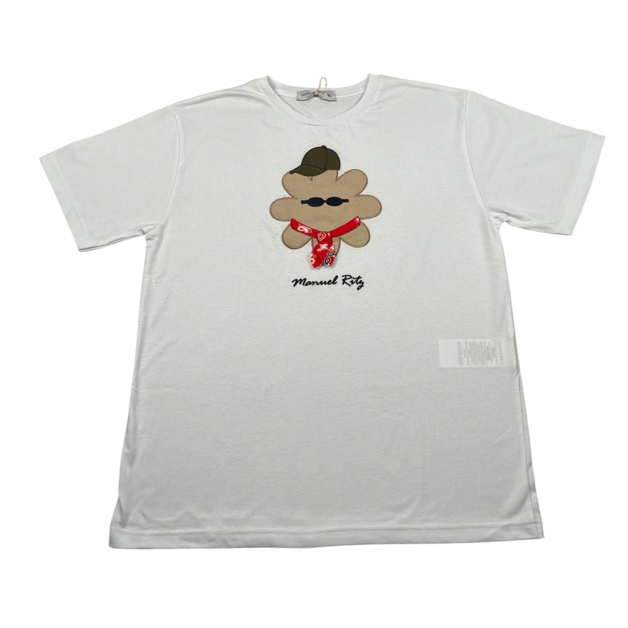 Manuel Ritz T-Shirt Girocollo tinta unita con Stampa Bianco per Bambino MR3091 BIANCO MANUEL RITZ 