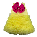 Miss Grant Abito Giromanica Tinta Unita con Tulle per Neonata MG1349X GIALLO MISS GRANT 