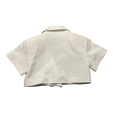 Janice Weiße, halblange, einfarbige Crop-Jacke für Mädchen