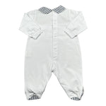 Marlu' Tutina Tinta Unita con Fantasia A Righe per Neonata EC5614 BIANCO MARLU' 